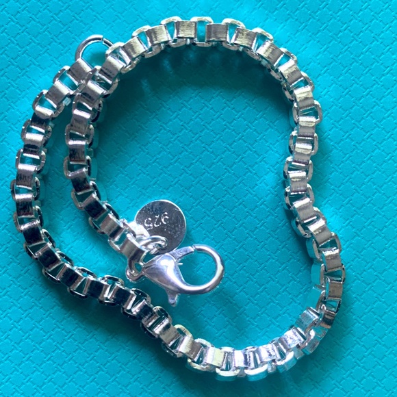 Tiffany INSPIRED 4mm Venetian Link Bracelet In 925 Sterling Silver 8” (inch) - Picture 3 of 4